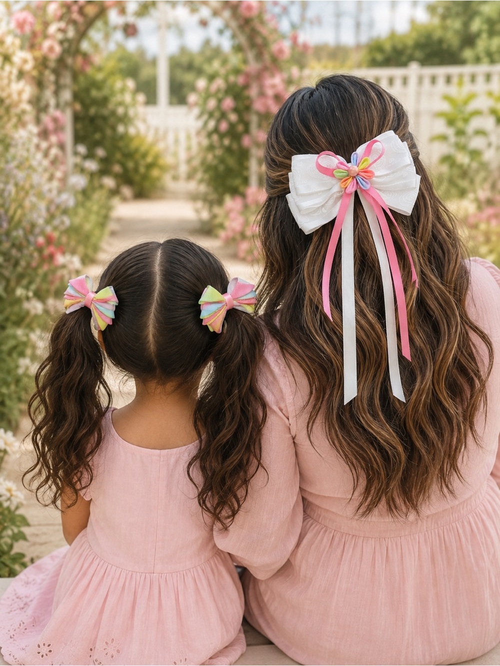 White and Pastel Multi-Color Kids Hair Bow Bundle